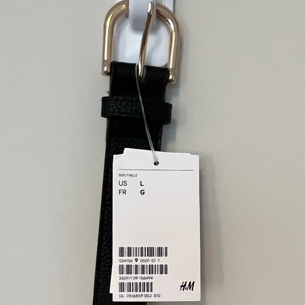 H&M Women's Large Black Belt with Gold-toned Buckle